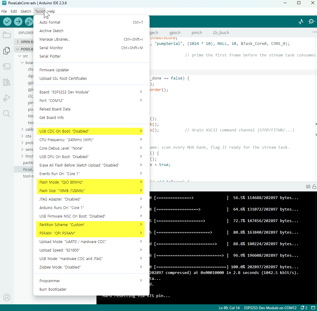 Arduino IDE Tools menu